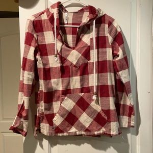 Plaid linen pull over